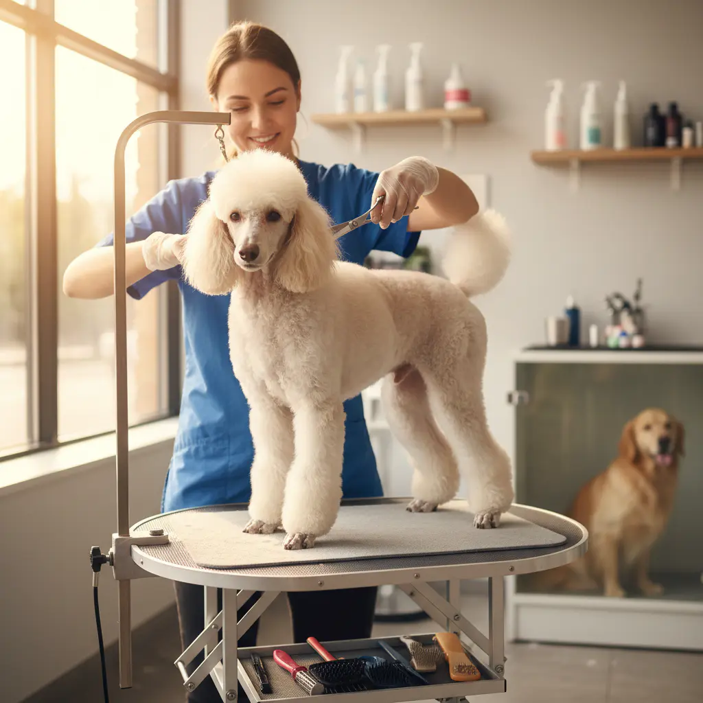 Dog getting a nice trim
